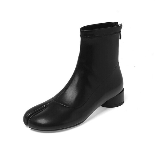 Womens Fashion Ankle Boots Tabi Shoes Flat Split Toe Stretched Zipper Shoes Size - Imagen 15 de 18