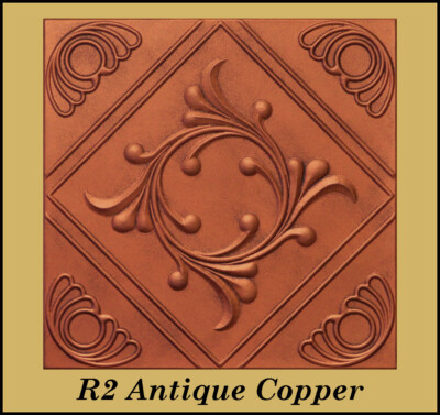 DIY Glue Up Decorative 20x20 Styrofoam Ceiling Tiles R2 Antique Copper Pack of 8