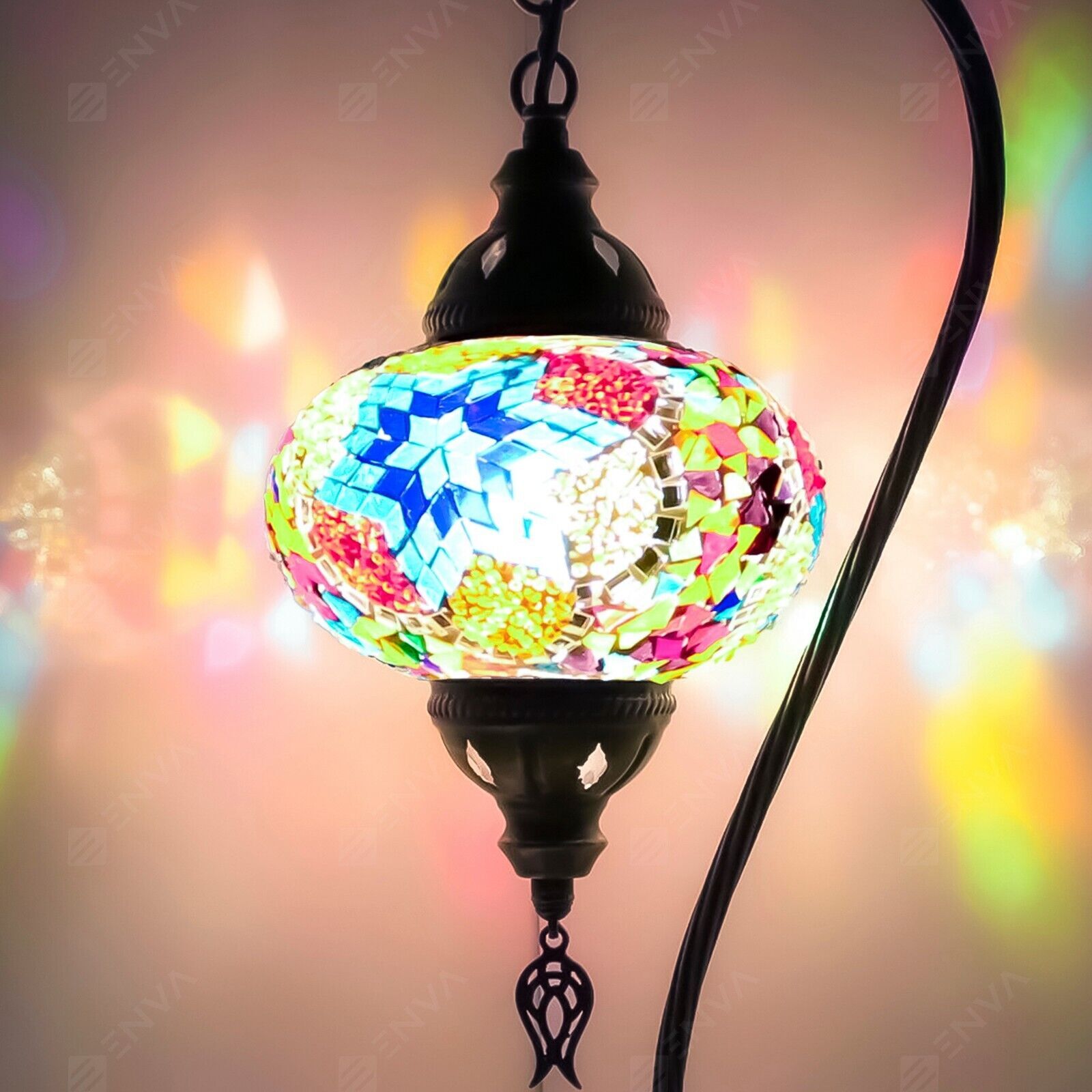 Turkish Moroccan Mosaic Table Bedside Tiffany Swan Desk Lamp Light Large Globe