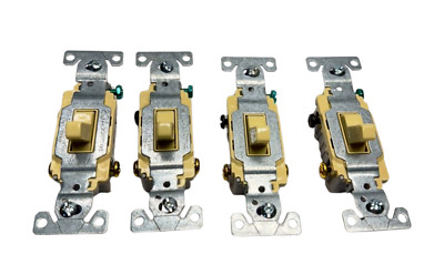 (Pack of 4) Eaton CS320V Ivory Commercial Toggle Switches, 20A, 120/270V