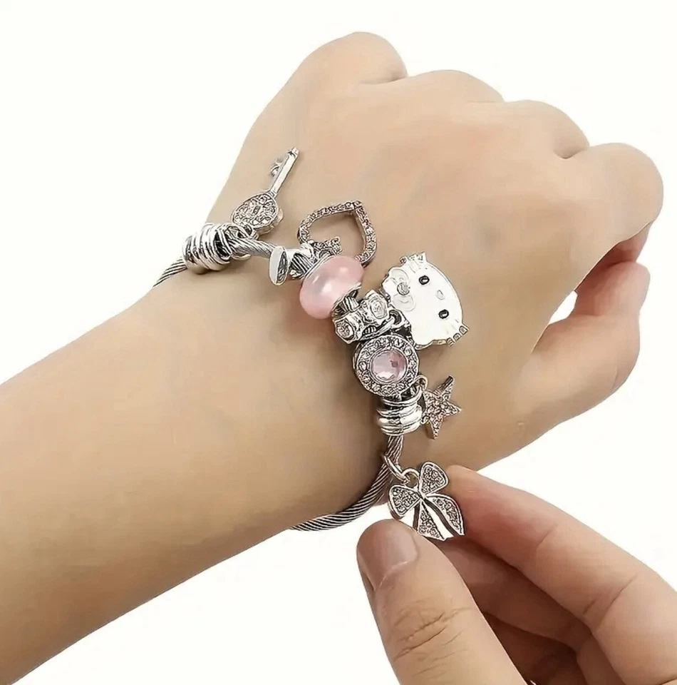 Hello Kitty - Pulsera - Cuentas de Cristal Anime - Colgante Foto 3 de 4