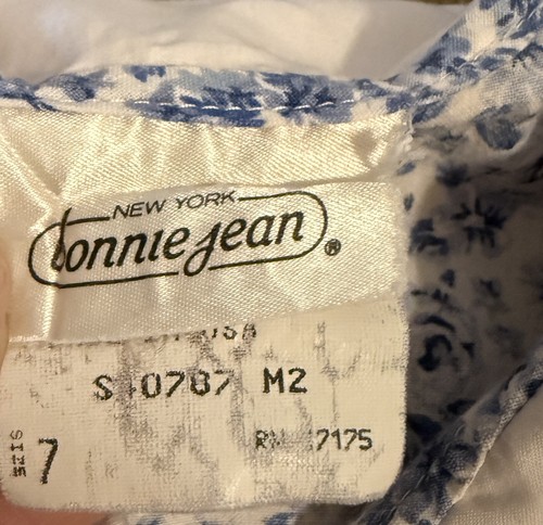 Bonnie Jean New York Vintage Blue Floral Button Dress Scalloped Collar Girl’s 7Y - Picture 5 of 8
