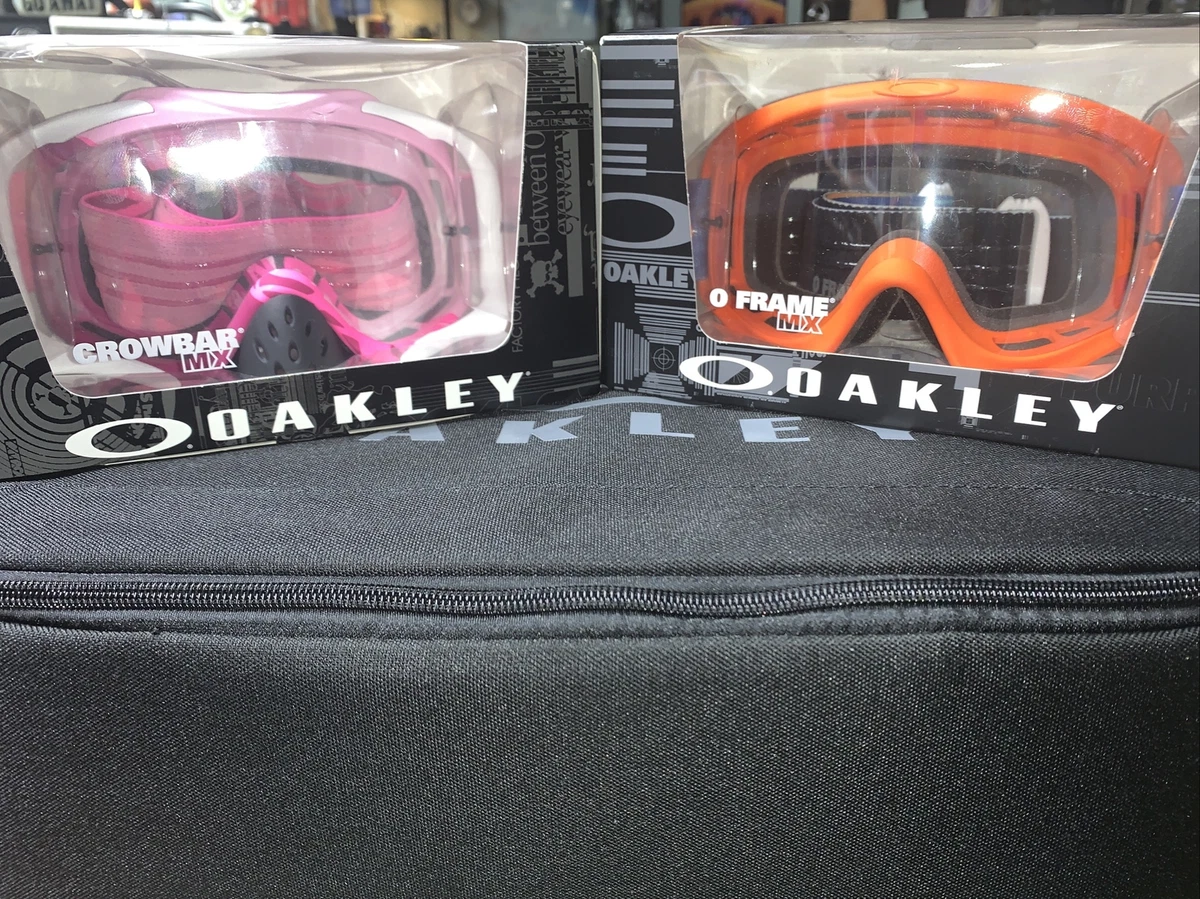 Oakley FRAME MX Orange Clear &amp; Crowbar MX Pink &amp; Oakley 3 Goggles Case |