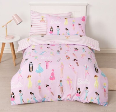 Barbie Girls Kids Fashion Doll Pink Printed Single Bed Quilt Cover