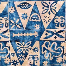Batik Fabric Tribal Design Brown Blue BTHY Cotton Quality Quilting New