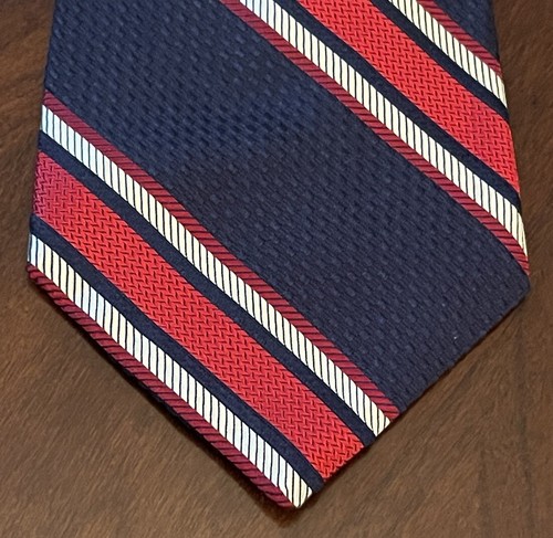 Vintage Nwt Stafford Red Blue 100% Imported Silk Men’s Neck Tie Made In USA