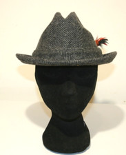 VTG Stetson Harris Tweed 100 Wool Hat Handwoven Scotland Feather Sz Small