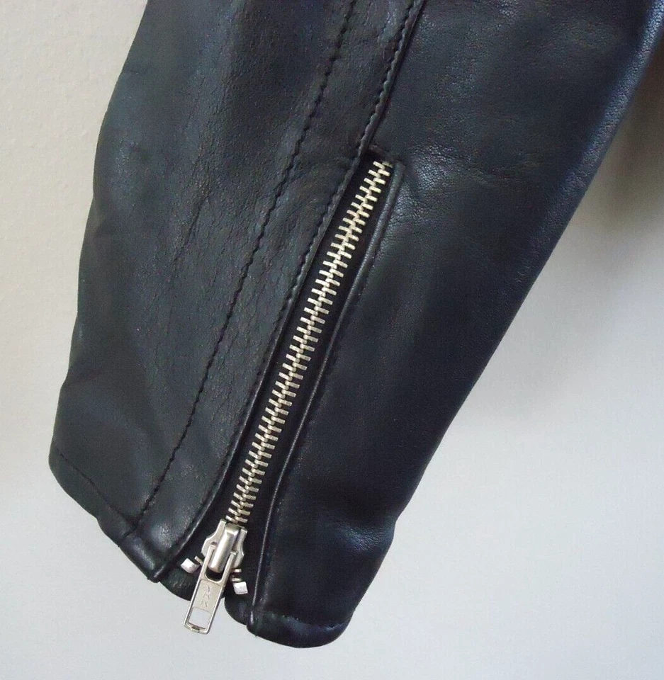 Chaqueta de cuero vintage EXP Limited Express para motociclista para mujer mediana negra Foto 4 de 4