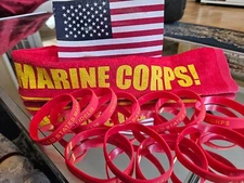 United States Marine Corps wristbands, red, 1 size fits all. The Few The Proud