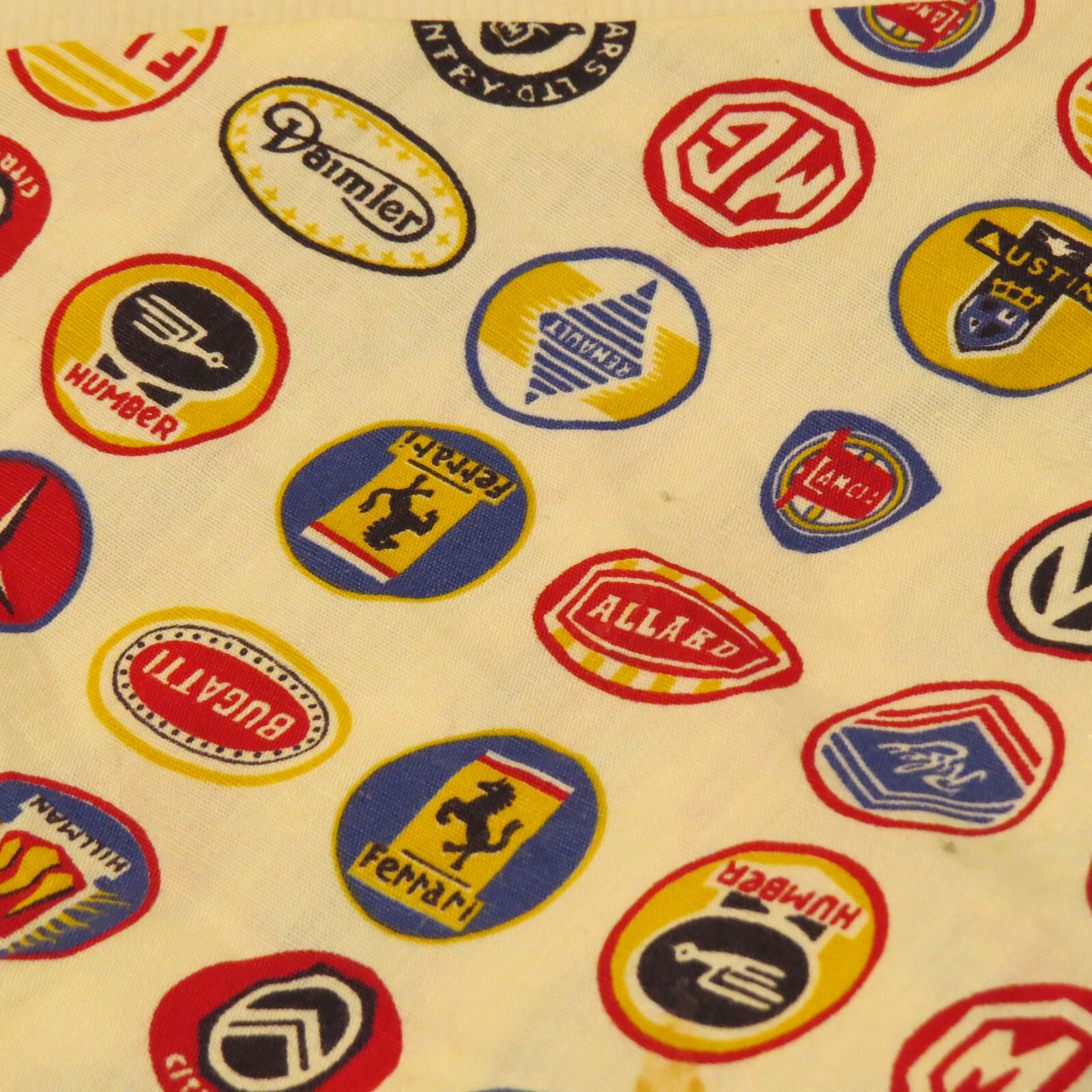 Vintage Car Logos Head Scarf Convertibles MG Bugati F… Gem