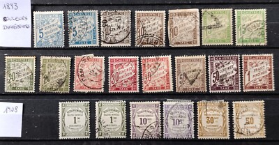 FRANKREICH 1893 UND 1908 21 BRIEFMARKEN FÄLLIGE FRANKATUR GEBRAUCHT (STEUERZAHLEN)