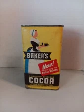 Vintage BAKER'S COCOA TIN DORCHESTER MA COUNTRY STORE GROCERY BAKING CAN