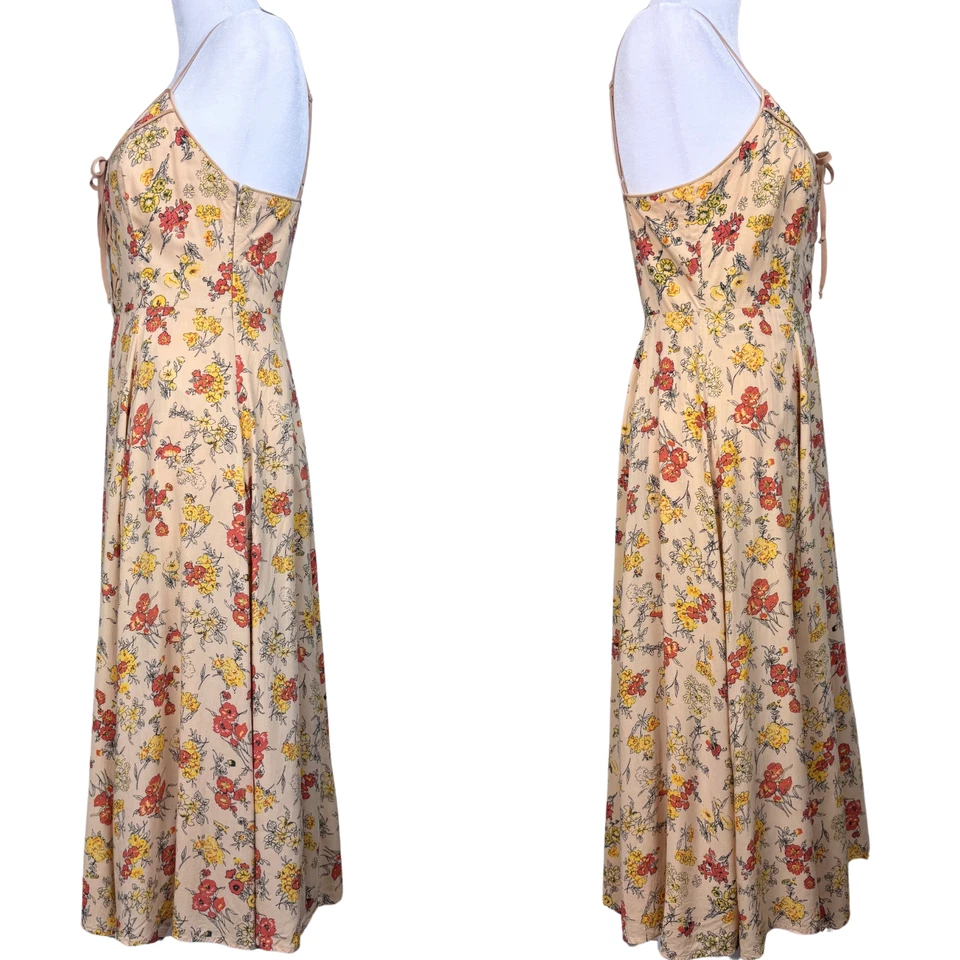 Cooperative Midi 连衣裙女式蕾丝正面花卉尺寸 4 Y2K 波西米亚小屋仙女 — 第 2/4 张图片