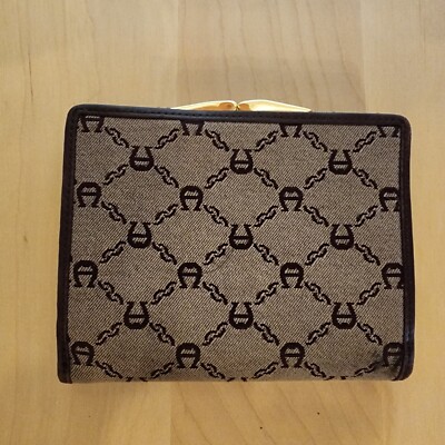 Authentic Vintage ETIENNE AIGNER A Monogram Brown Burgundy Wallet  Pre-owned