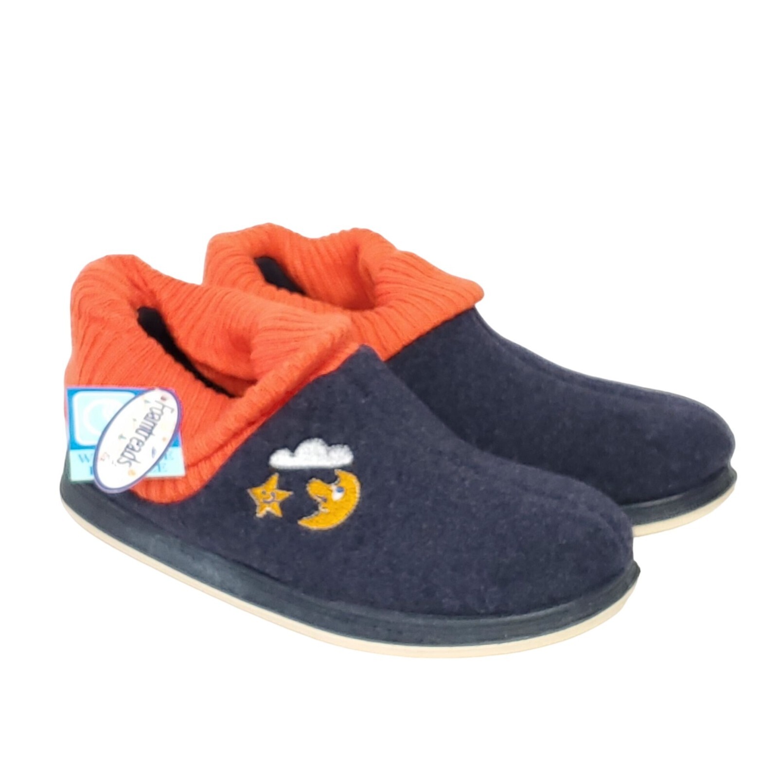SAOLA Scarpa ciabatta ragazzo Foamtreads taglia 2 interno esterno blu navy lana suola gomma
