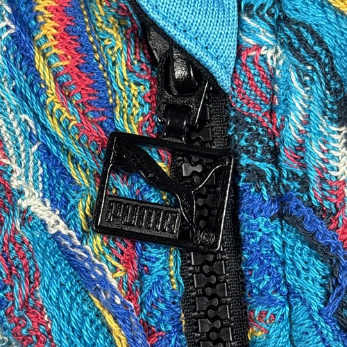PUMA X Coogi Men Black knitted Blue Full Zip Track Jacket sz L PtP:23” - Picture 3 of 24