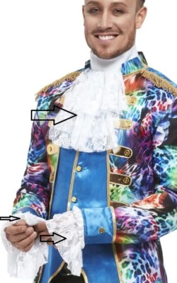 Mens Unisex Gothic Gent Mayor Lace Cravat & Cuff Set White by Smiffys - Image 1 of 4