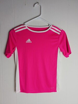 Adidas Climalite 3 Stripe Pink Shirt Boys Size Small | eBay