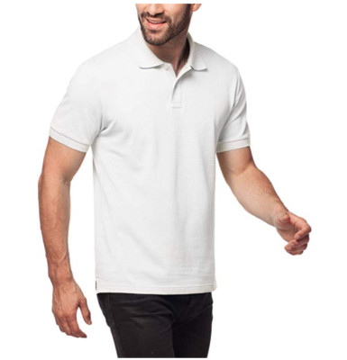 LAPASA Polo Shirt Men Short Sleeve Cotton White M19 Size L