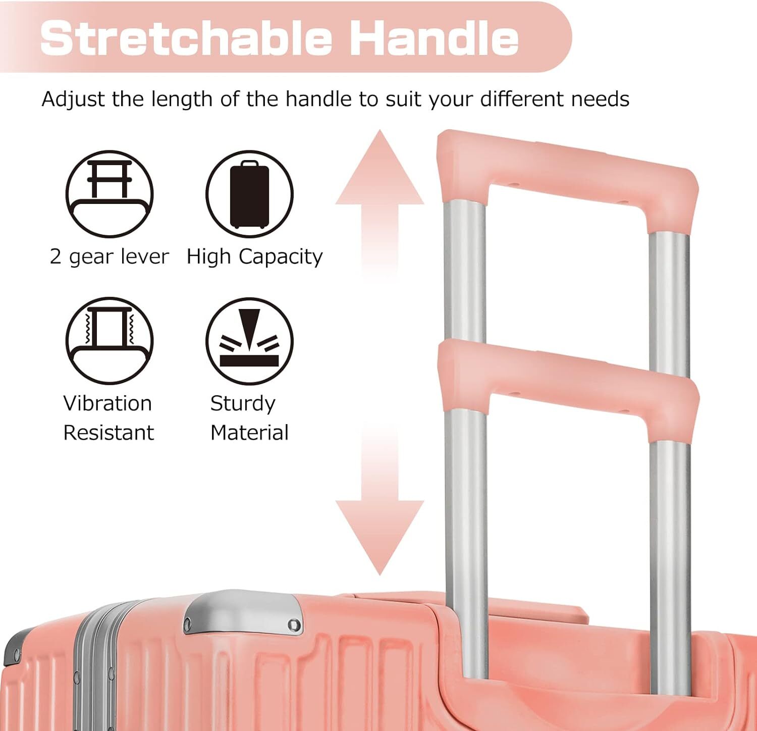 AnyZip Luggage Aluminium Frame Suitcase PC ABS Hard 28-Inch, Sakura Pink 