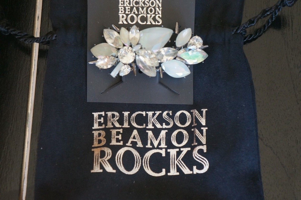 NEW W.POUCH Erickson Beamon Rocks Blondie Crystal Hematite  display picture 1