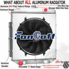 For 1954-1956 Ford Fairlane Country Skyliner Squire 4-Rows Radiator Shroud+Fan