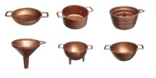 Puppenstube Miniatur - 7 teiliges Sortiment Küchengeschirr Kupferfarbig