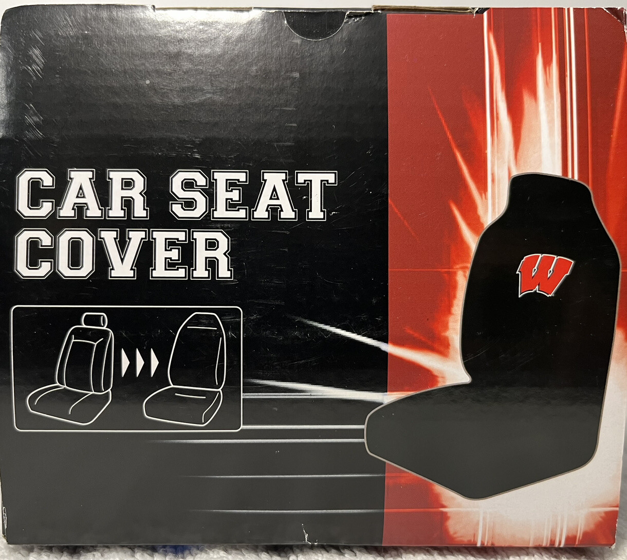 Wisconsin Badgers ✅ Auto Car Seat Cover Black ✅ Premium Embroidered ✅ NCAA ✅ New
