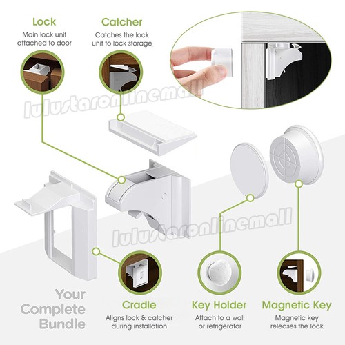 30PCS Magnetic No Drilling Cabinet Drawer Cupboard Baby Kids Safety Locks AU - Picture 4 of 11