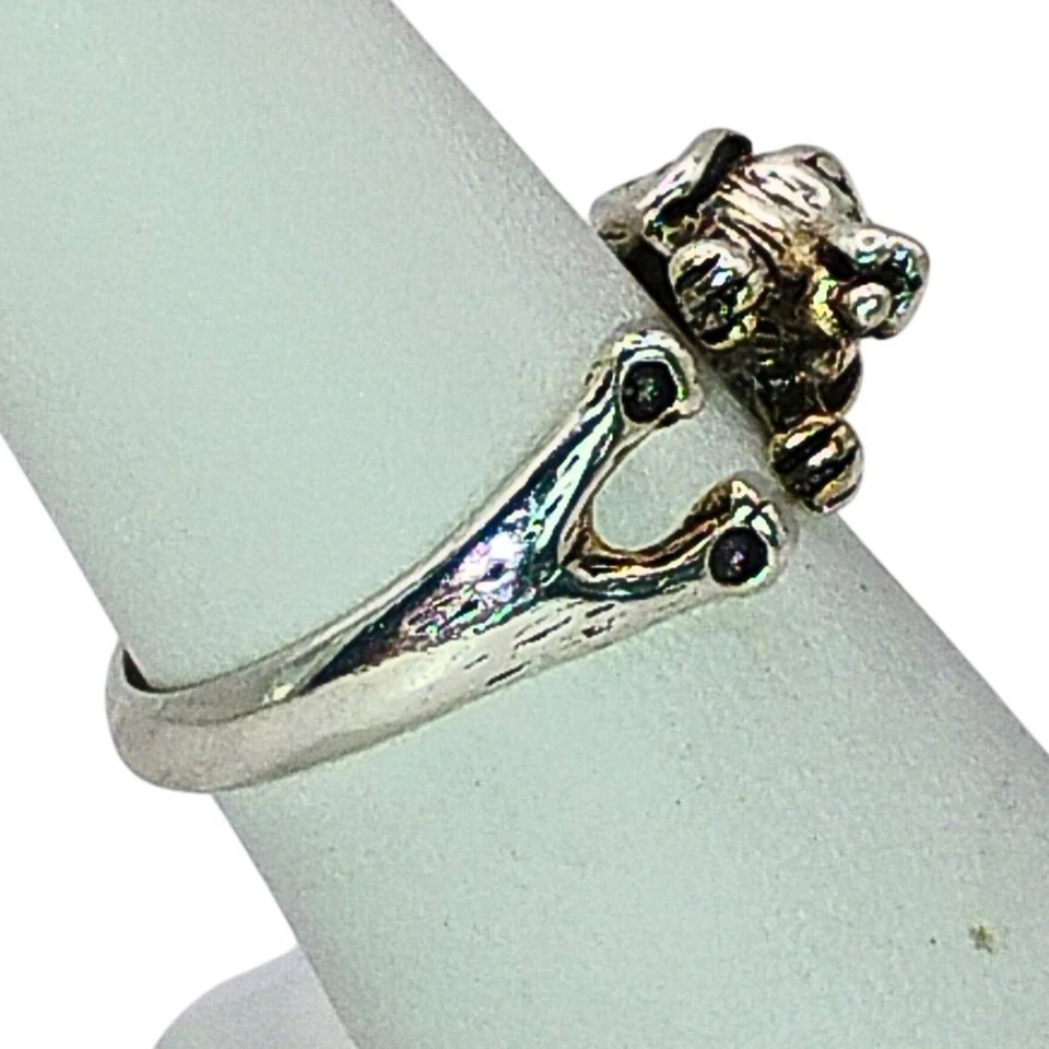 Anillo ajustable para perro Weenie de plata esterlina para mujer Dachshund amante Weiner cachorro Foto 3 de 4