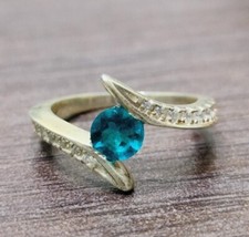 2 CT Round Lab-Created Blue Topaz Solitaire Women's Ring 14k Yellow Gold Finish