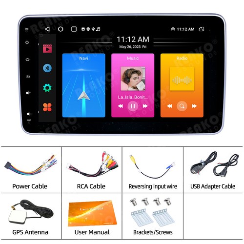 Rotatable 10.1'' Touch Screen Car Stereo Android 12.0 1Din Radio GPS Navi WiFi - Picture 13 of 16