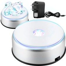 Watris Veiyi 4" LED Colorful Rotating Display Base, Light Rotating Crystal Di...