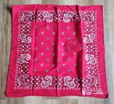 Vintage Paris Accessories RED Black  White Paisley Biker Bandana USA RN13960