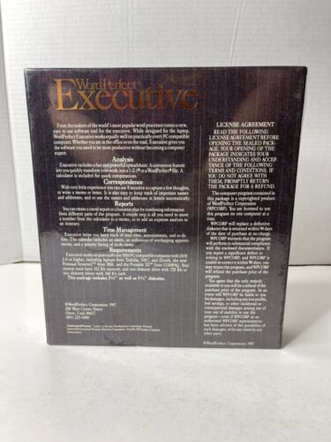 WordPerfect Executive PC Computer Program Software 3.5" & 5.25" Disks 1987 NOS - Picture 2 of 7