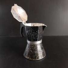 Cafetière italienne métal aluminium gris noir vintage design déco table N6972