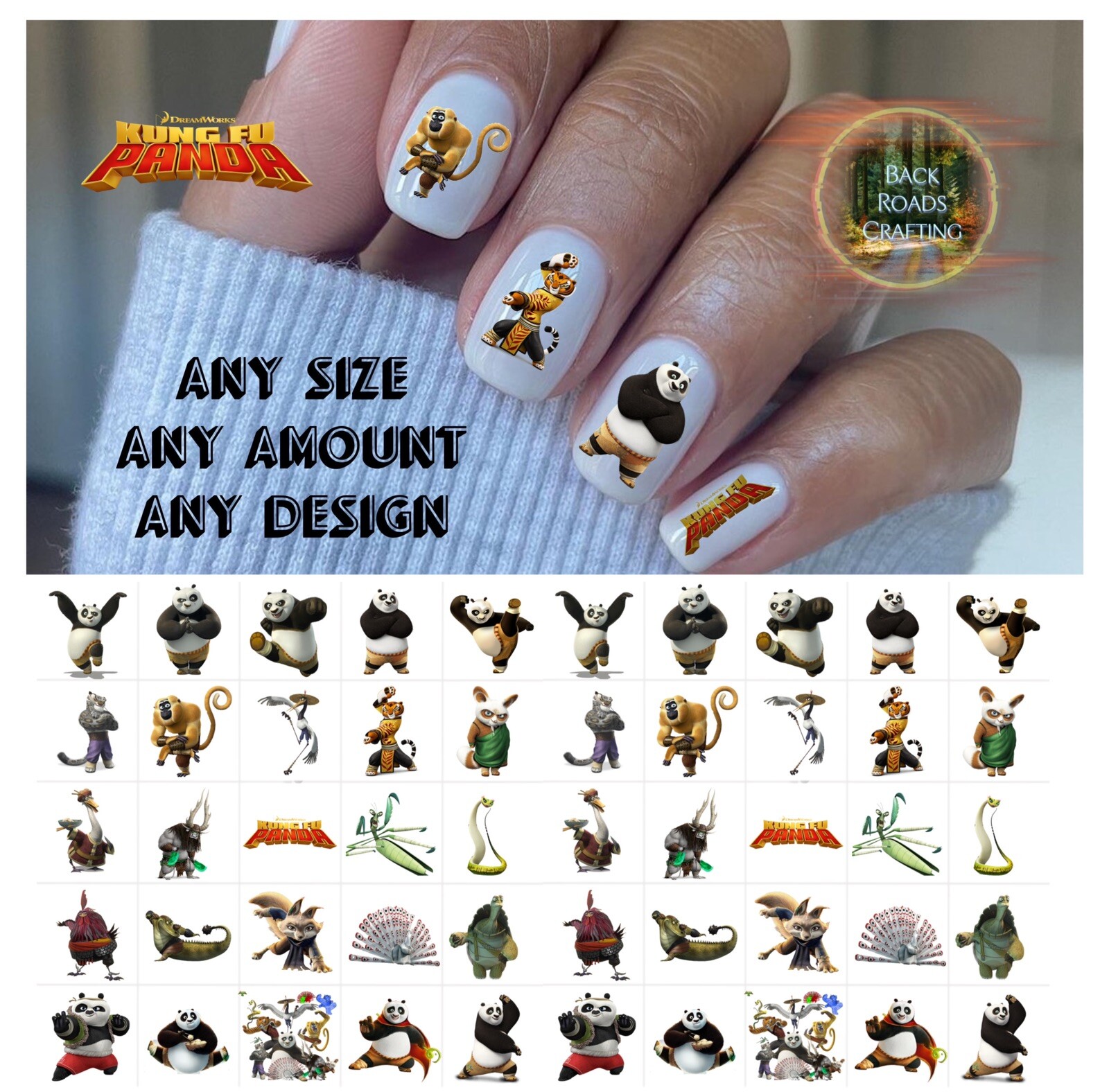 King Fu Panda Waterslide Nail Art Decals Set Of 50 + Instructions