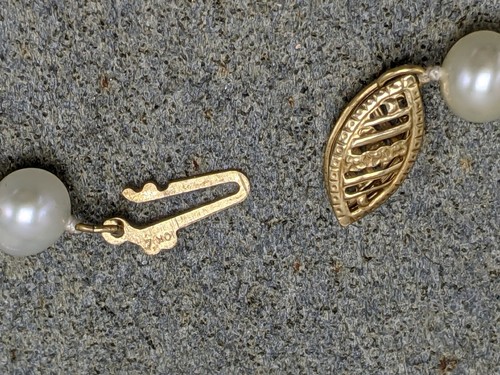 "Collana Filamento Filamento Perla Patata Originale 10K Oro Giallo 5 mm 18" - Foto 2 di 5