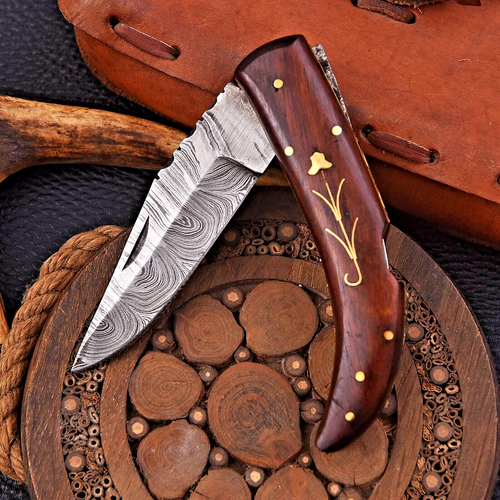 Everyday Carry Custom Made Hand Forged Damascus Steel Folding Pocket Knife 2721 - Picture 3 of 6
