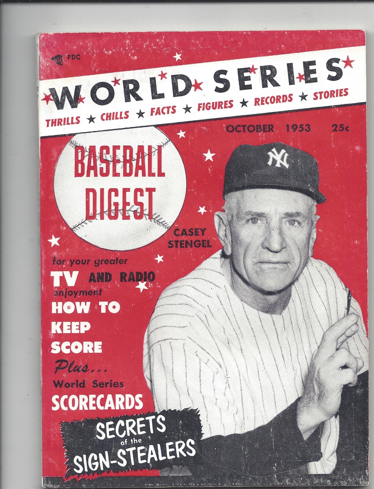 1953 OCTOBER Baseball Digest magazine Casey Stengel New York Yankees