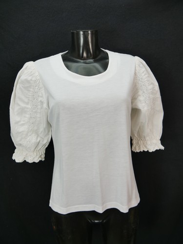 Gr.44 Trachtenbluse weiß Landhaus Bluse mit Stretch Mischgewebe Spitze TB5776