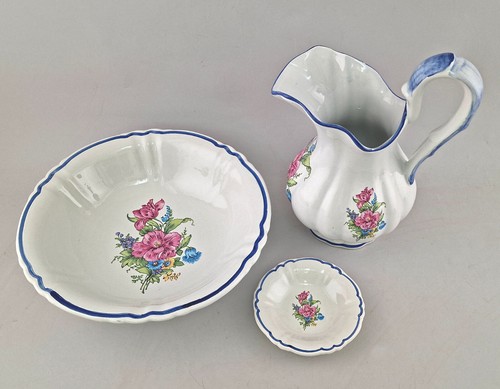 9145091 Wash Set 3 Pieces Mug Wash Bowl JS Keramik Hand Painted - Picture 3 of 4
