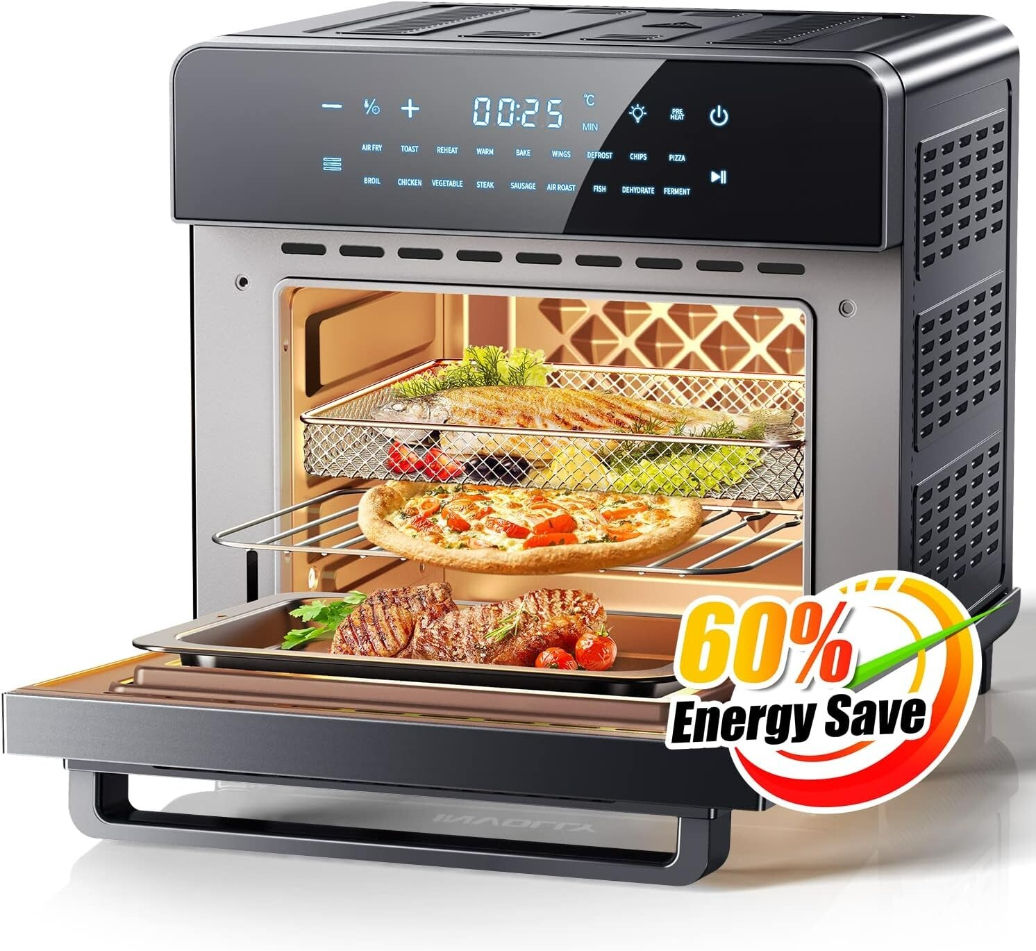 INVOLLY Friteuse à air chaud 15L 1600W avec écran tactile LED noir