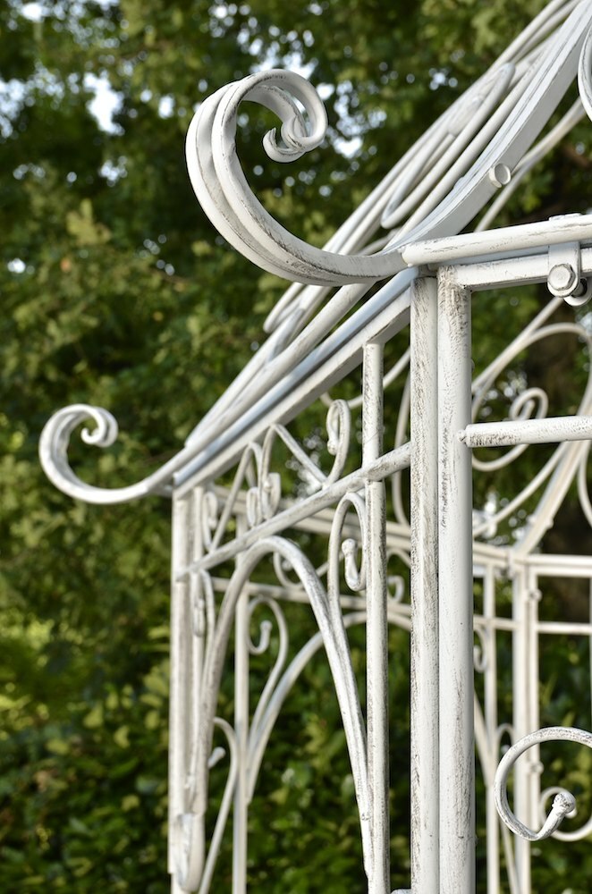 Pavillon Eisen antikweiß Rankhilfe Rosenbogen