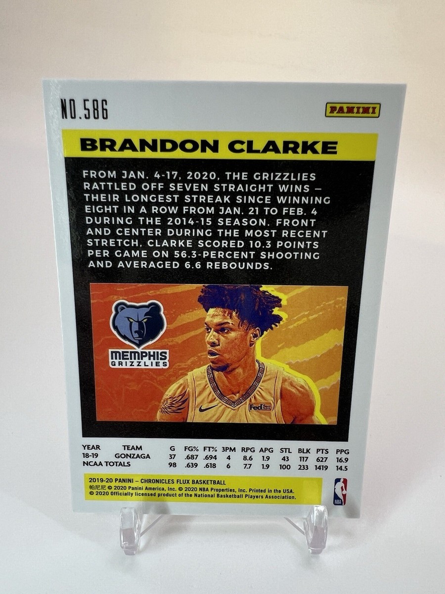 2019-20 Panini Chronicles #586 Brandon Clarke Rookie Card Memphis