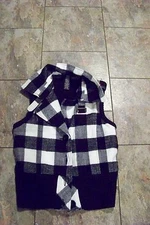 womens sweater project black & white check sweater back vest size medium