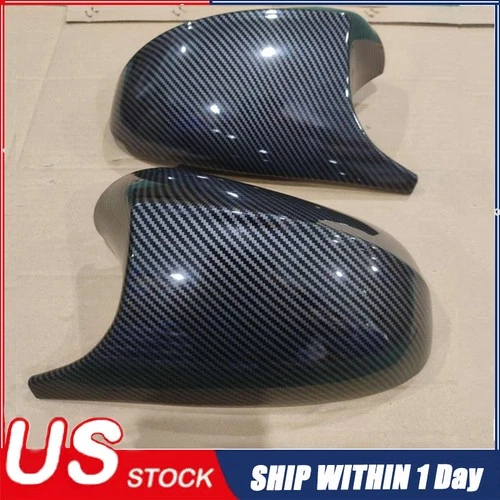 Carbon Style Side Mirror Cover Cap Assembly For BMW E90 E92 LCI 328i 2009-2012