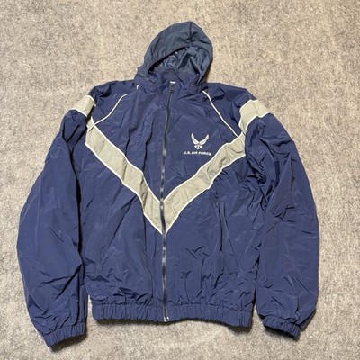 Vintage 90s Skilcraft Mens Us Air Force Jacket Size L Blue Nylon PTU Hooded