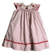 Marmellata Cherry Dress Girls 3T White Red Polka Dot Cottage Vintage Inspired