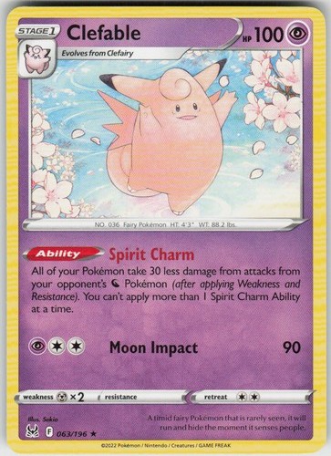 Clefable 063/196 Rare Lost Origin Near Mint